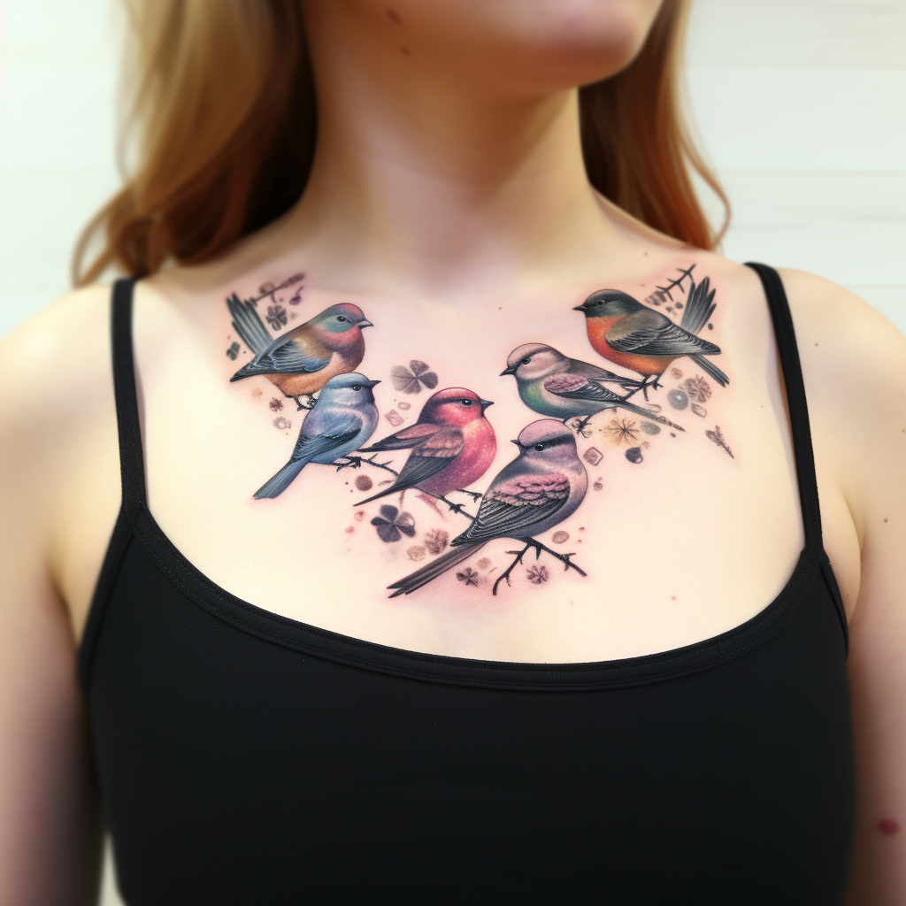 collarbone-tattoos,9 Birds