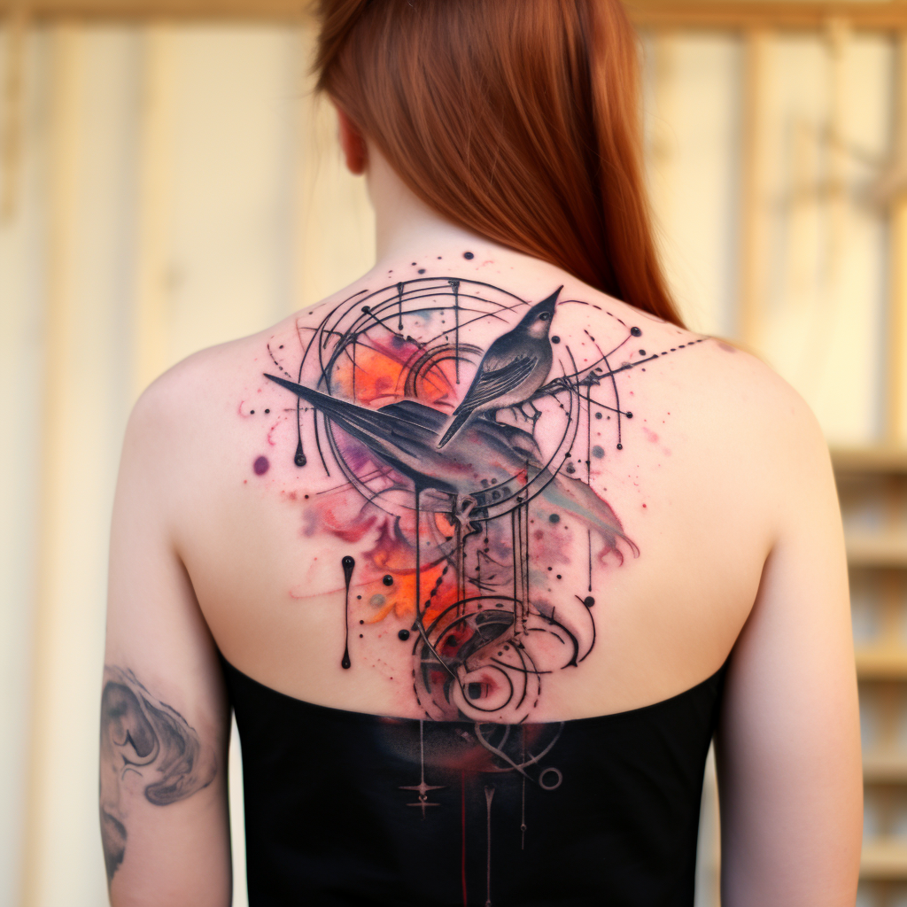 a tattoo,birds,Abstract Back Tattoo