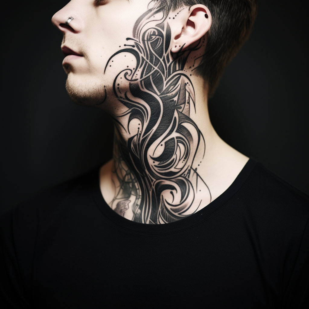 a tattoo,black-ink,Abstract Neck