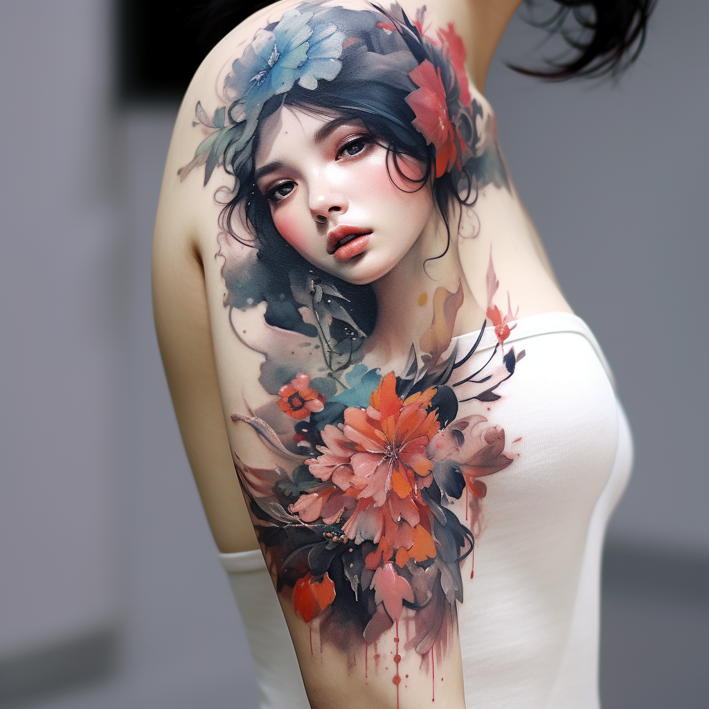 floral-tattoos,Abstract Nature Portrait