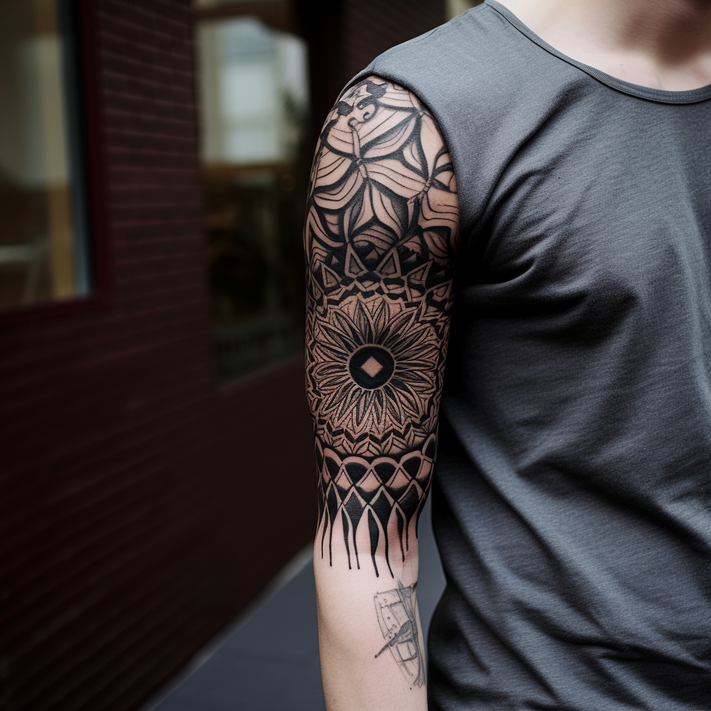 elbow-tattoos,Awesome Elbow Black Pattern Tattoo