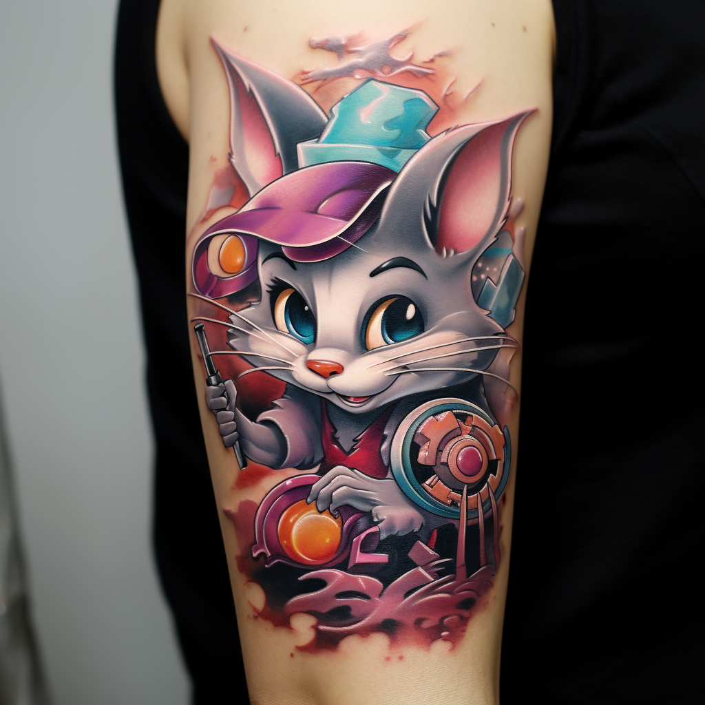 cartoon-tattoos,Awesome Tom and Jerry tattoo idea
