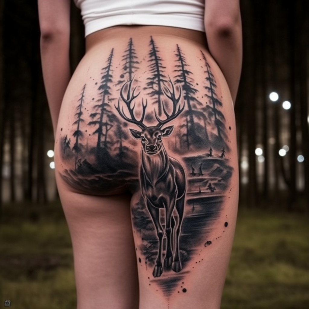 belly-tattoos,Awesome deer tattoo