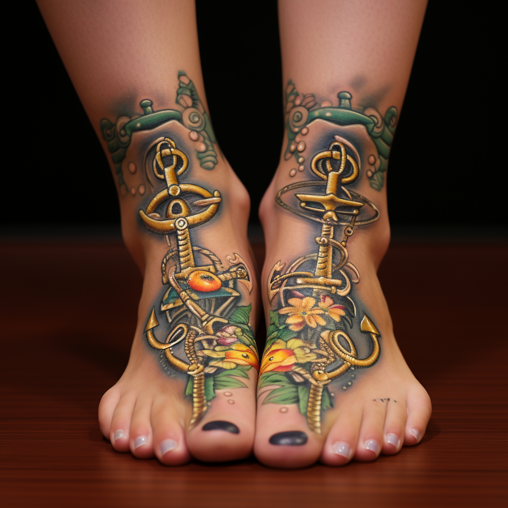 anchor-tattoos,Beautiful Girl’s Feet Tattoos