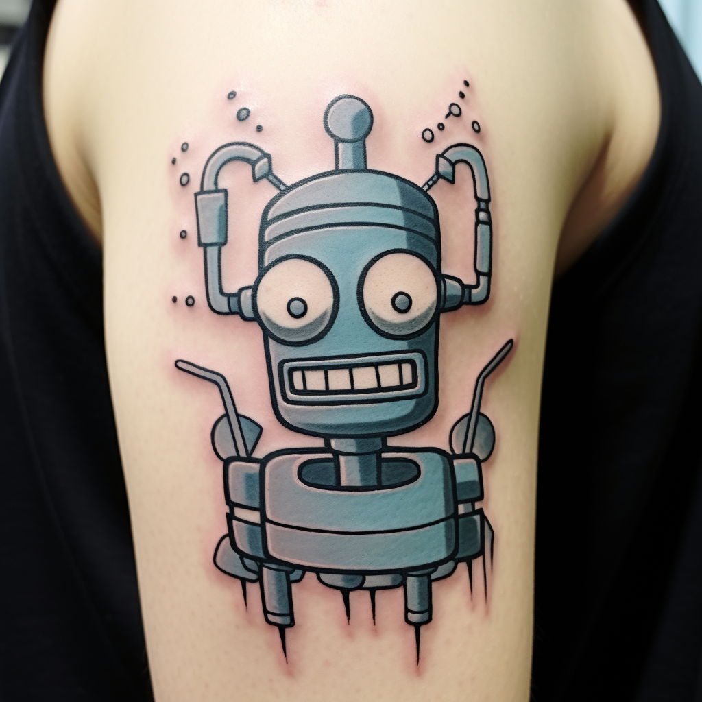 cartoon-tattoos,Bender From Futurama Tattoo