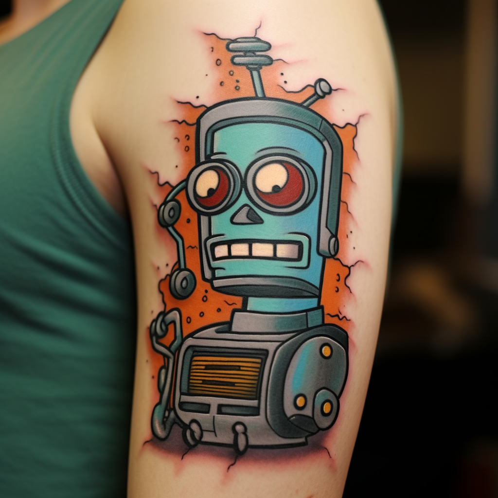 animation-tattoos,Bender From Futurama Tattoo