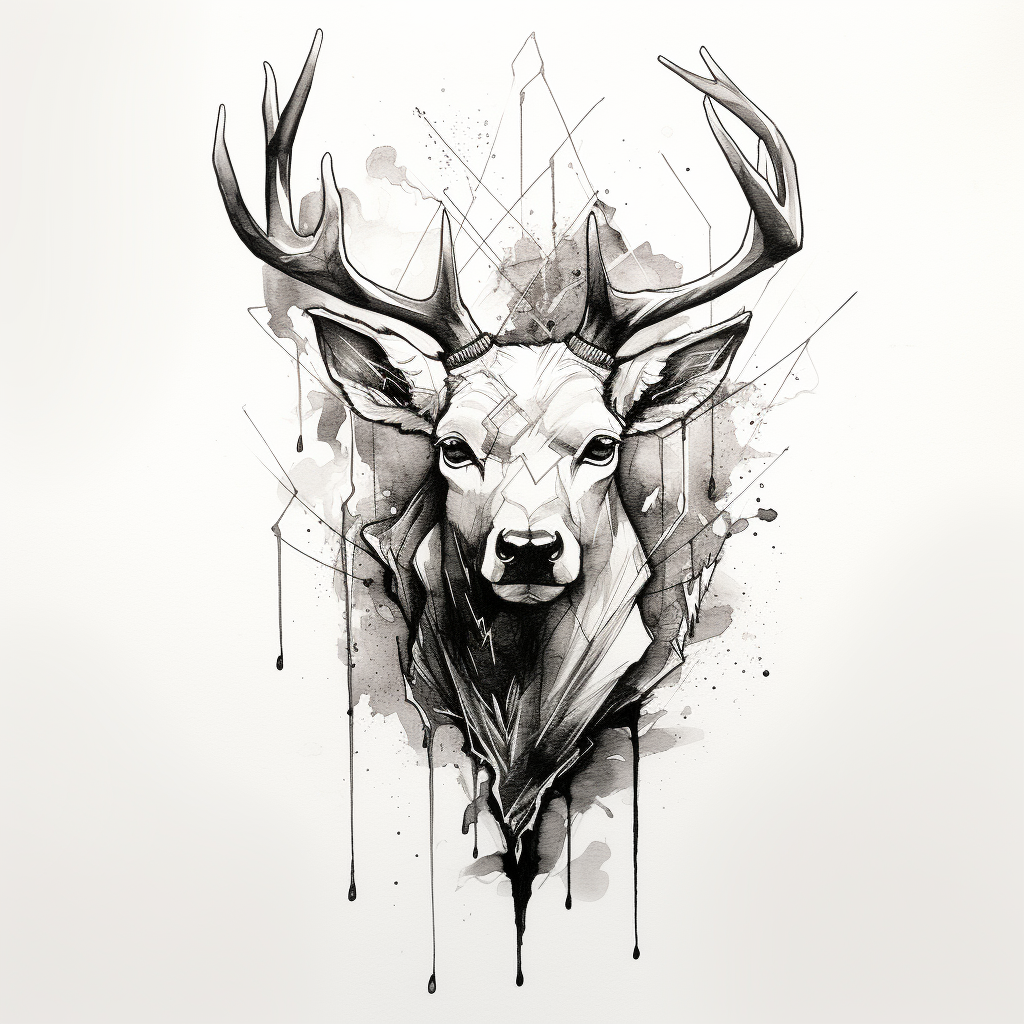 animal-tattoos,Deer Sketch Tattoo
