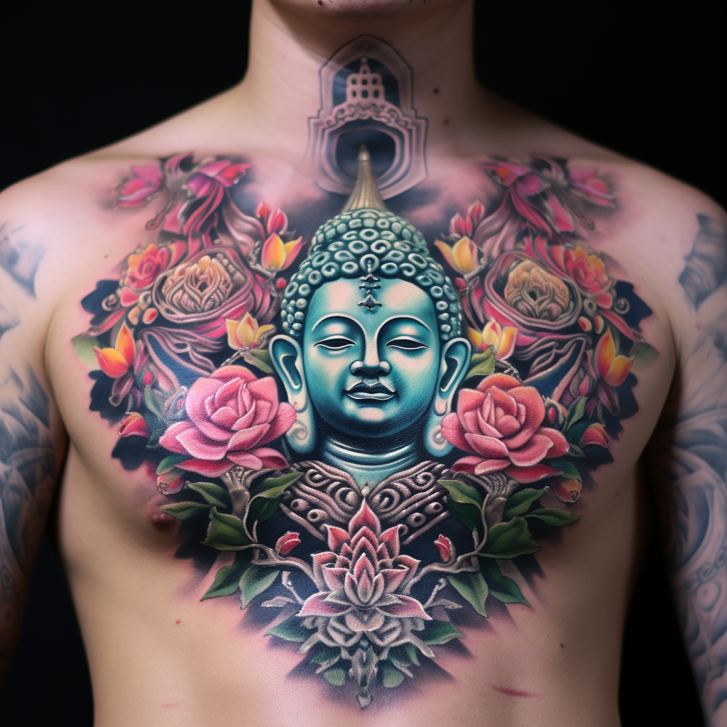 chest-tattoos,Buddha