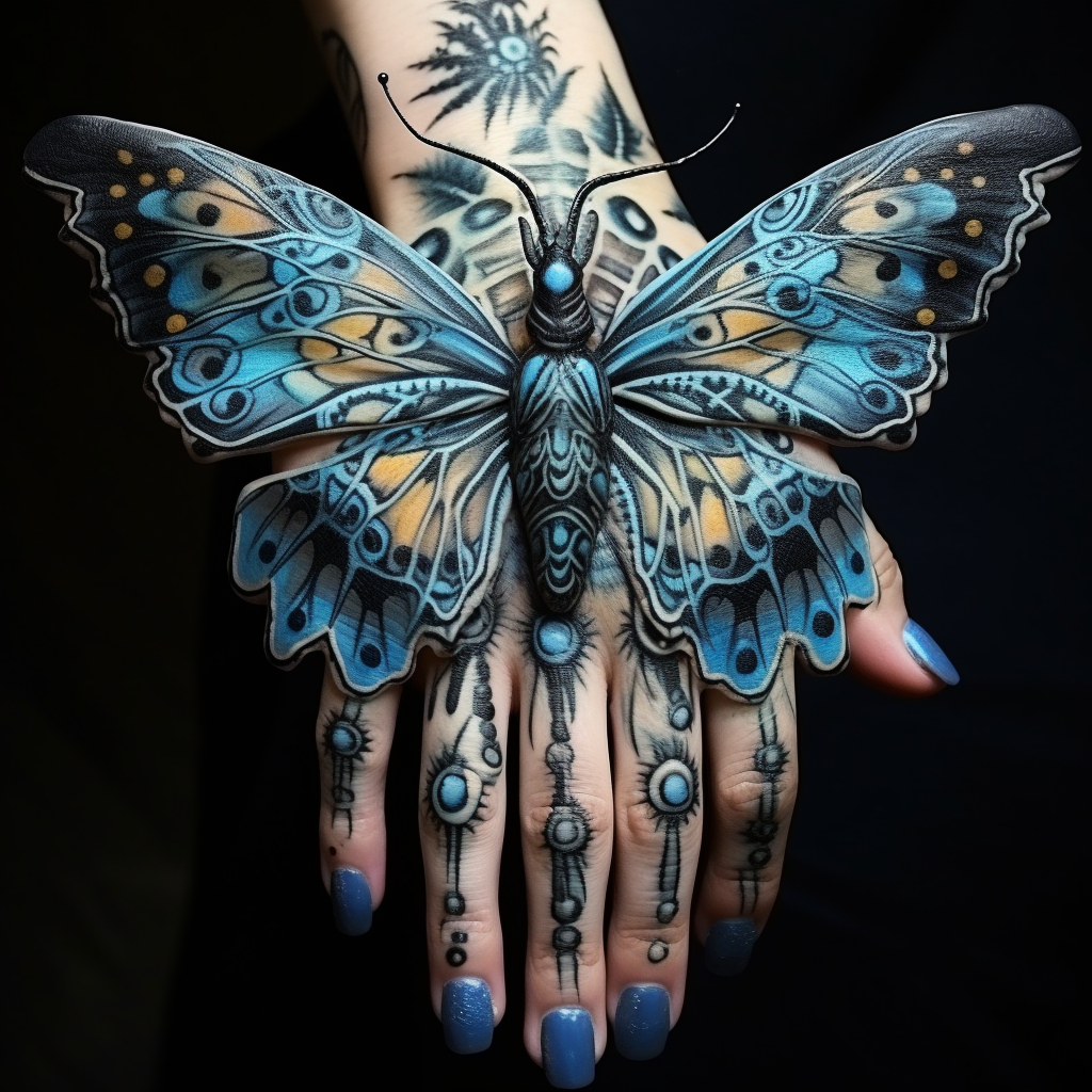 bug-tattoos,Butterfly Hands Tattoo
