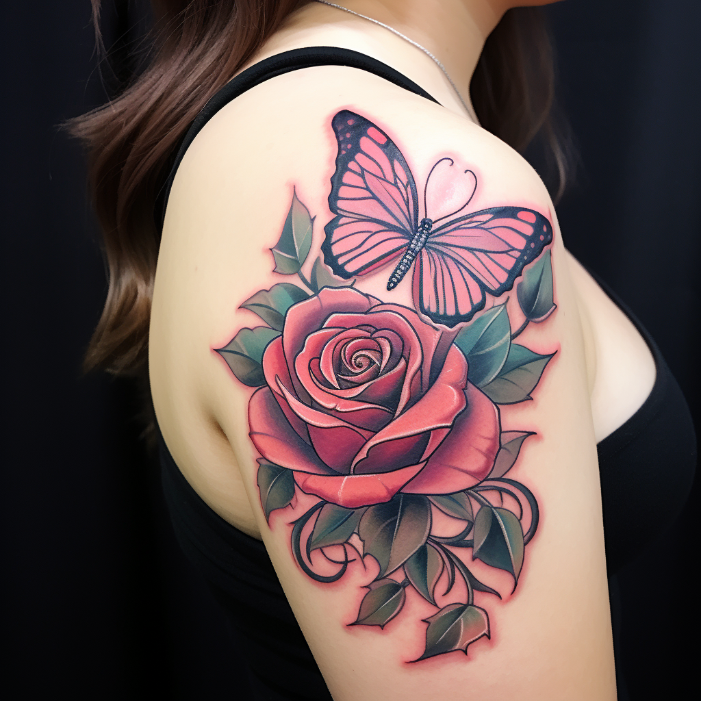 animation-tattoos,Butterfly Rose