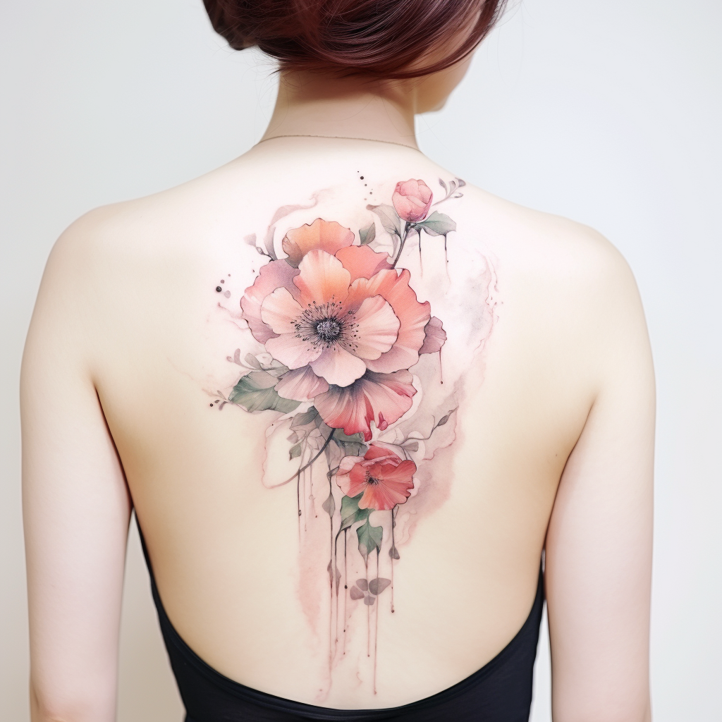 floral-tattoos,Watercolor Camellias