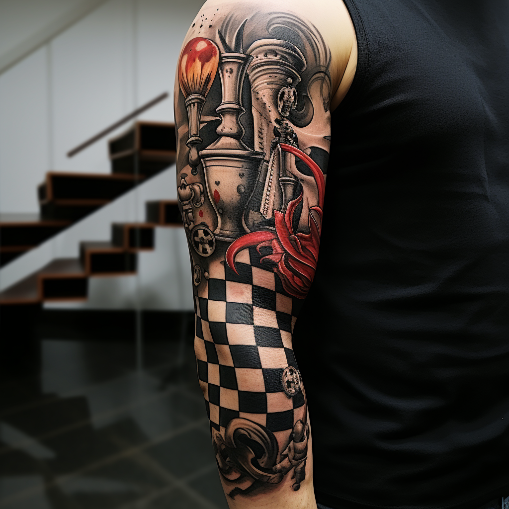 arm-tattoos,Wave & Chess Sleeve