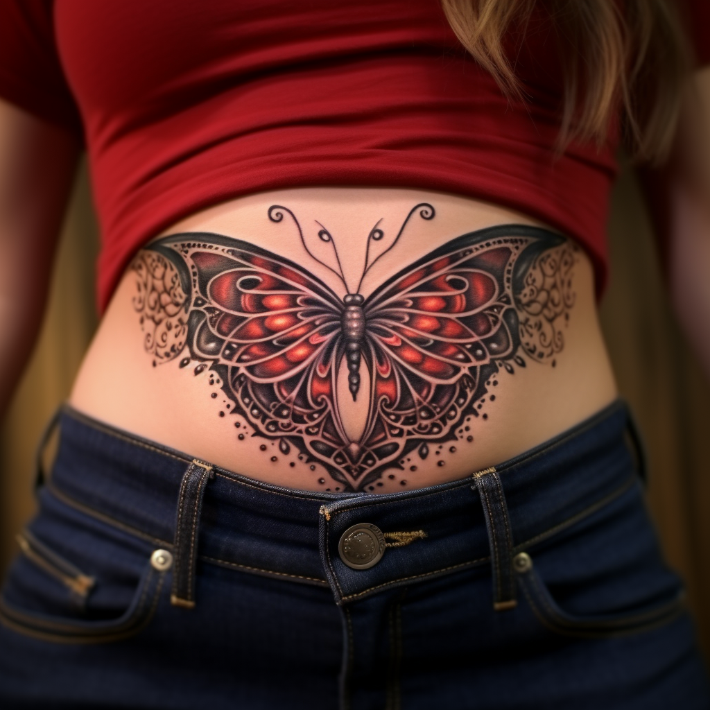 belly-tattoos,Classic Butterfly Tattoo