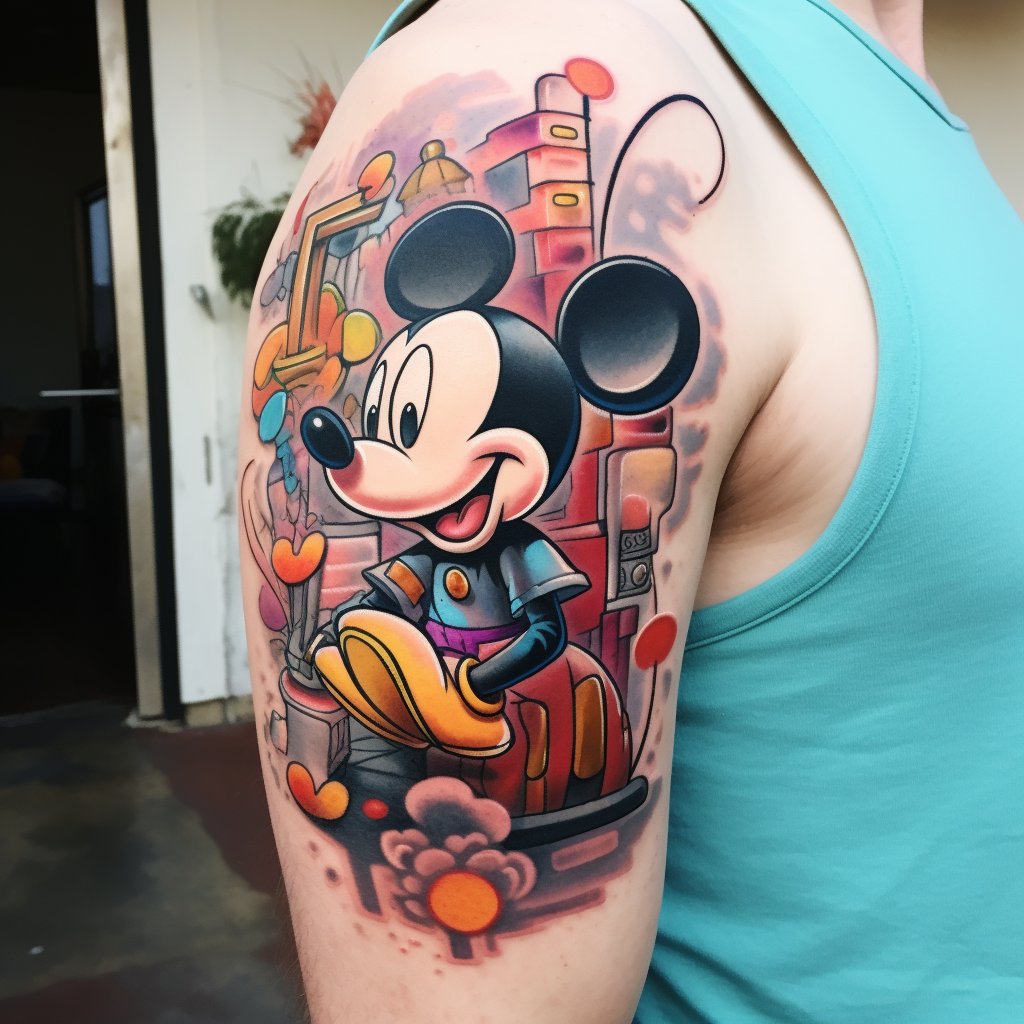 cartoon-tattoos,Crazy Mickey Mouse