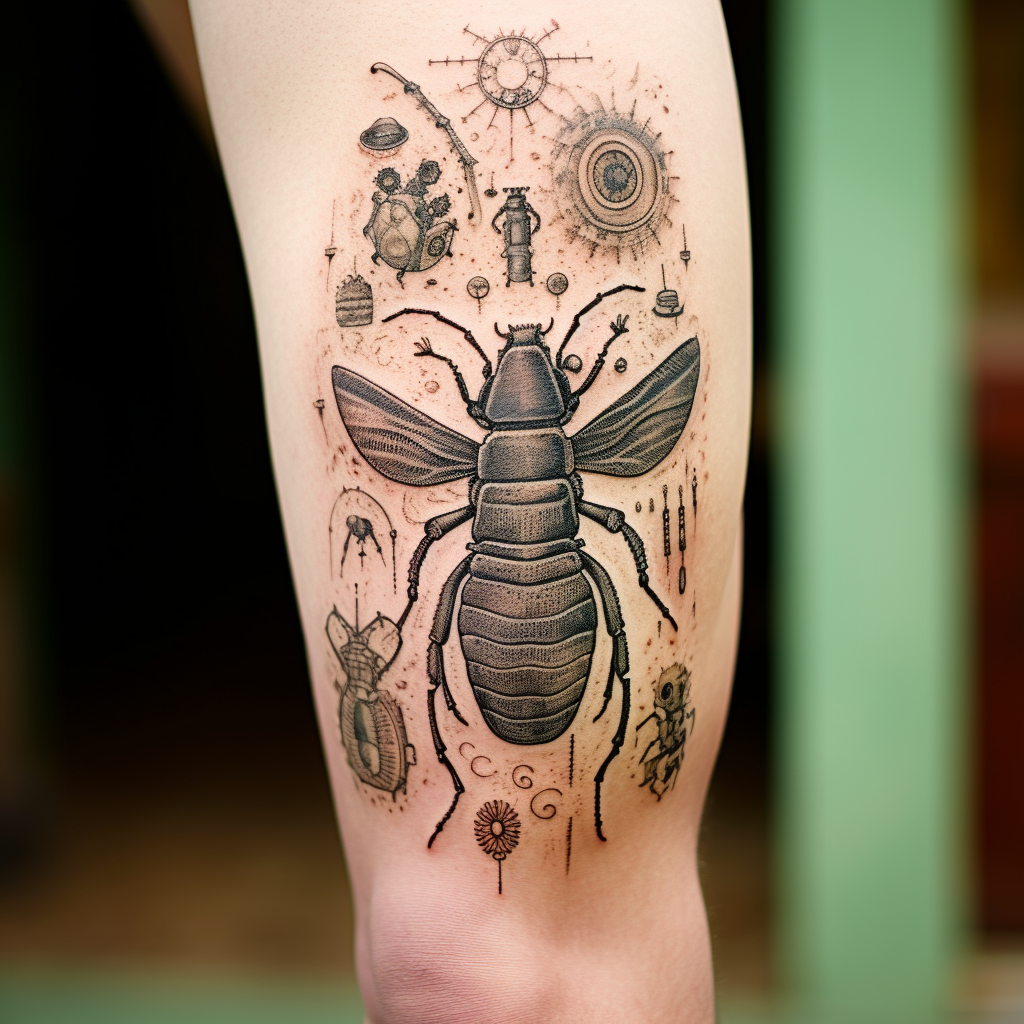 bug-tattoos,Charles Darwin Tattoo