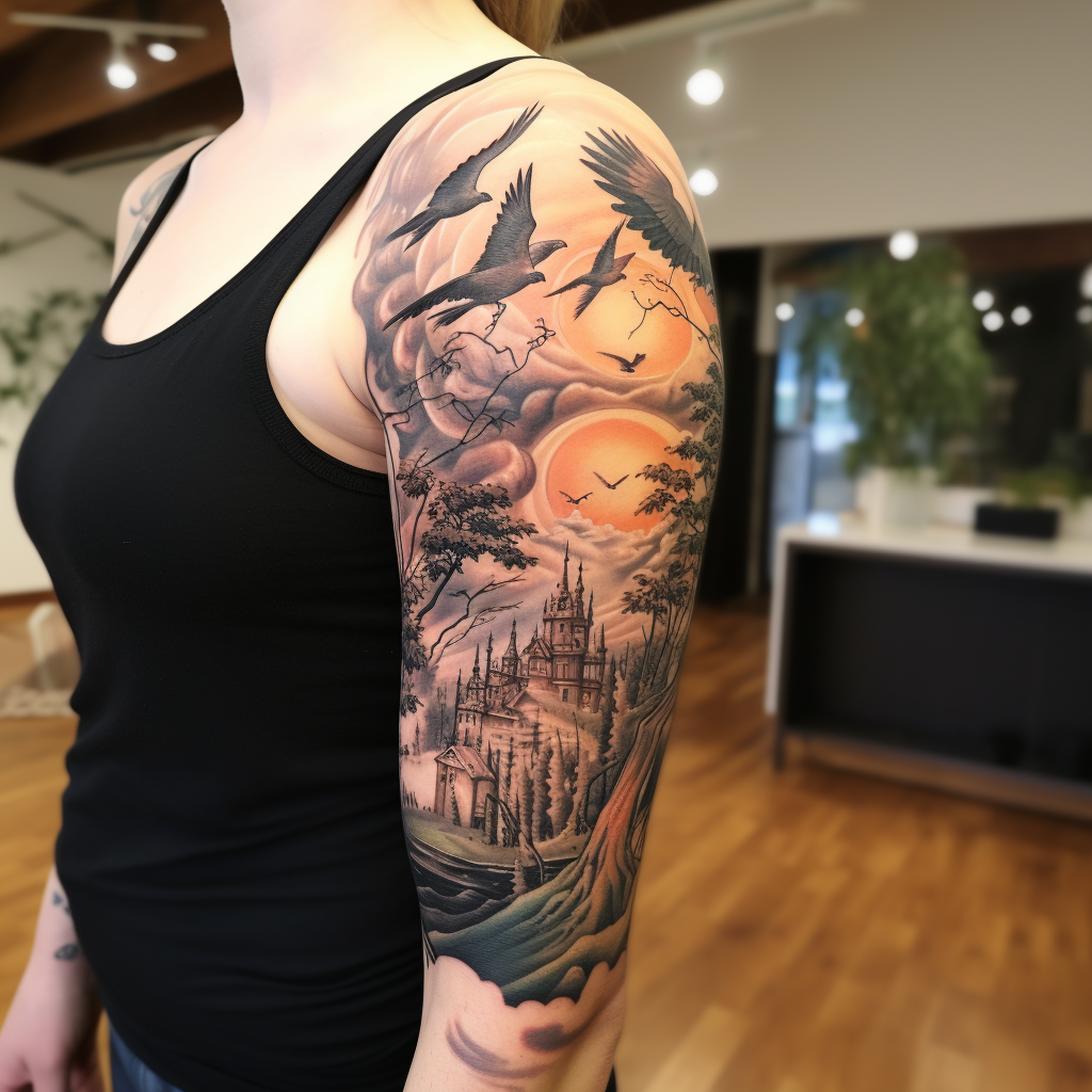 a tattoo,birds,Countryside & Wildlife Sleeve