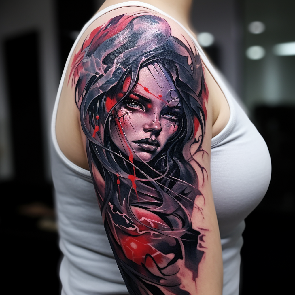 abstract-tattoos,Demon Woman