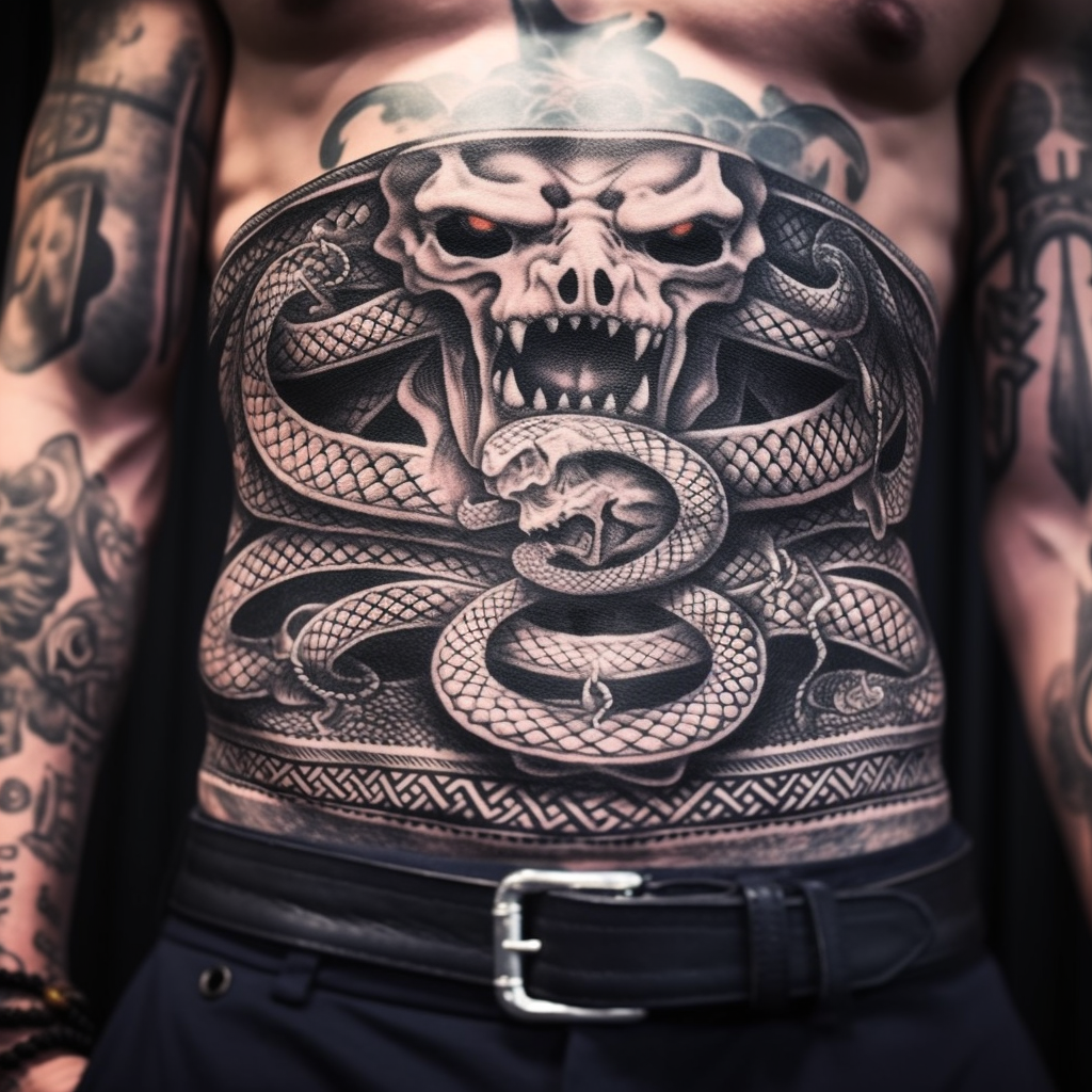 belly-tattoos,Double-Headed Snake