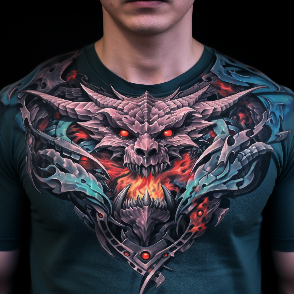 chest-tattoos,Ascension of the Sword Bearing Dragon