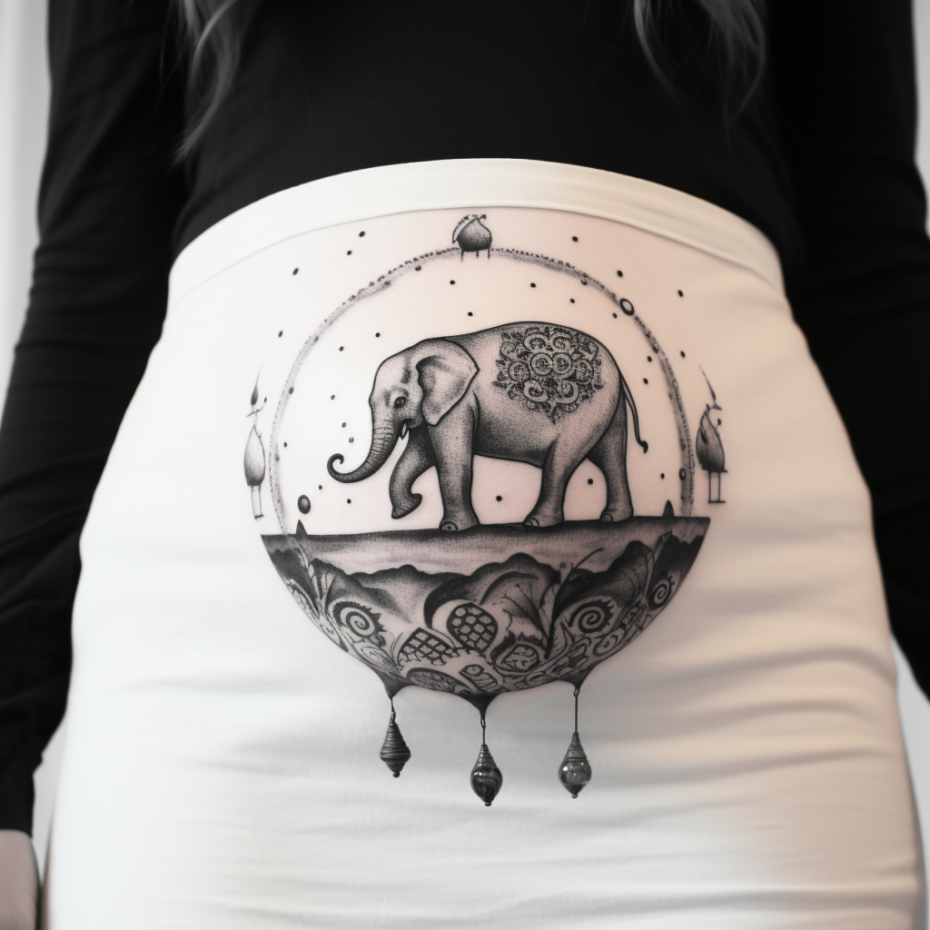 belly-tattoos,Minimal Elephant
