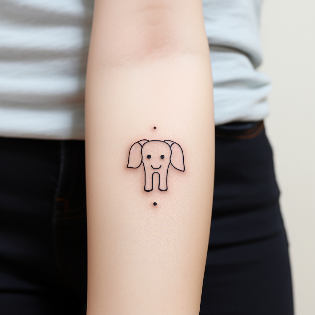 cartoon-tattoos,Minimal Elephant