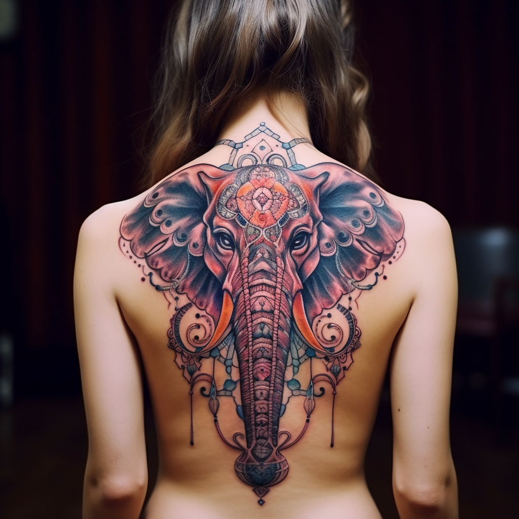 animal-tattoos,Elephant Back Tattoo