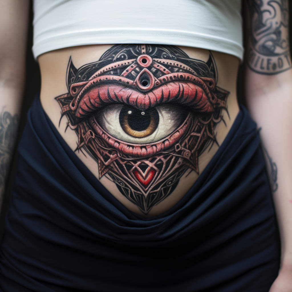 belly-tattoos,Eye & Heart
