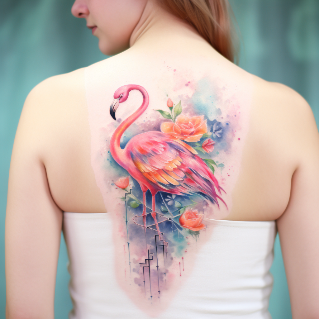a tattoo,birds,Flamingo Abstract Watercolor