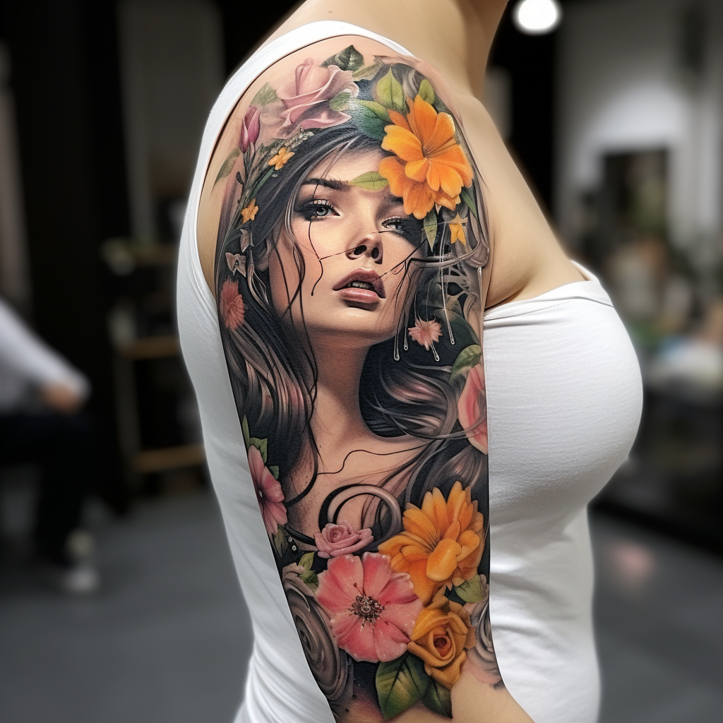 arm-tattoos,Flower Lady