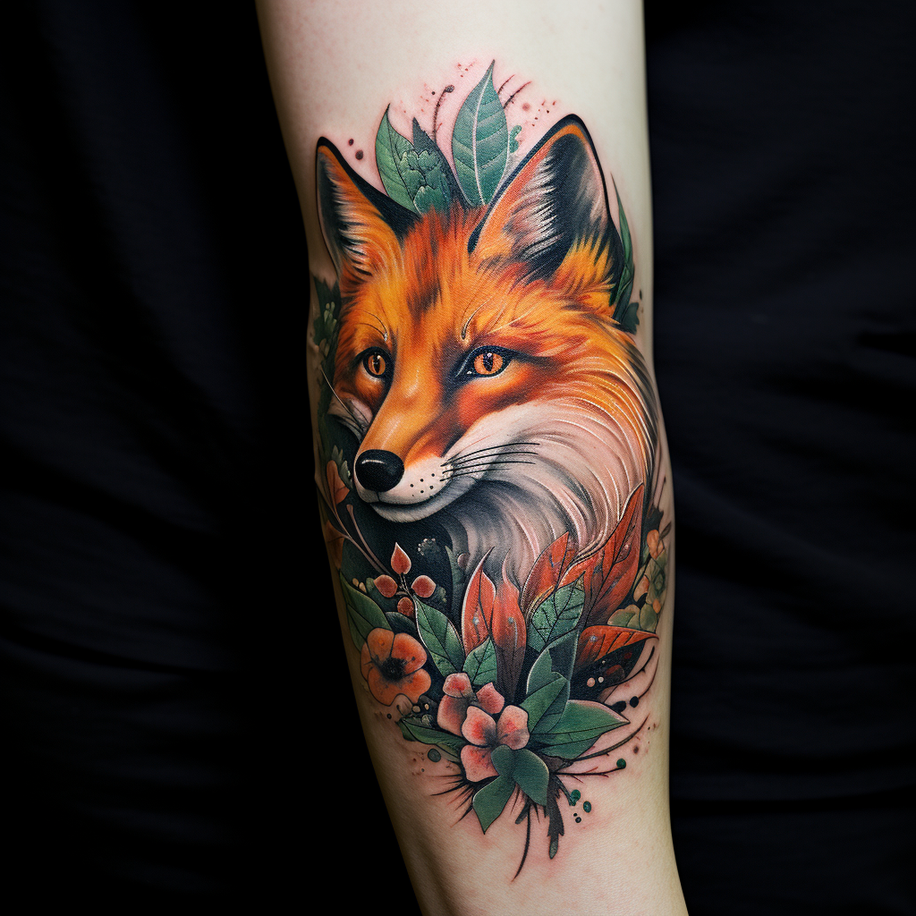 elbow-tattoos,Fox Elbow Tattoo