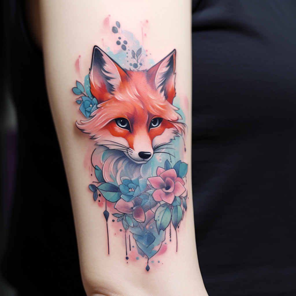 cute-tattoos-2,Fox & Frozen Rose