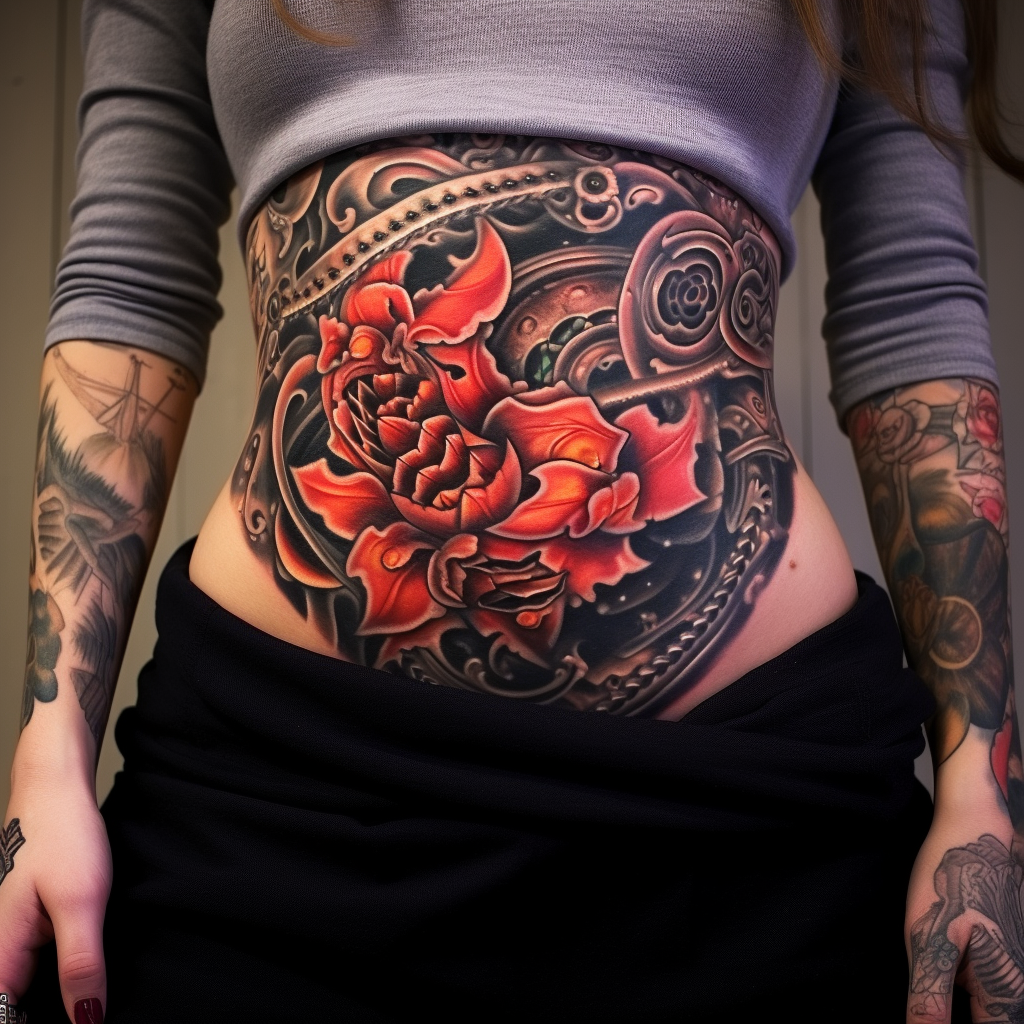 belly-tattoos,Full Front Tattoo