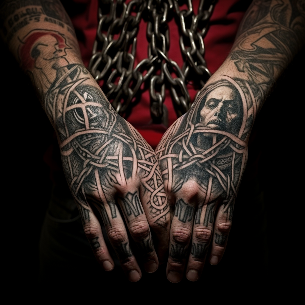 chest-tattoos,Bound Hands