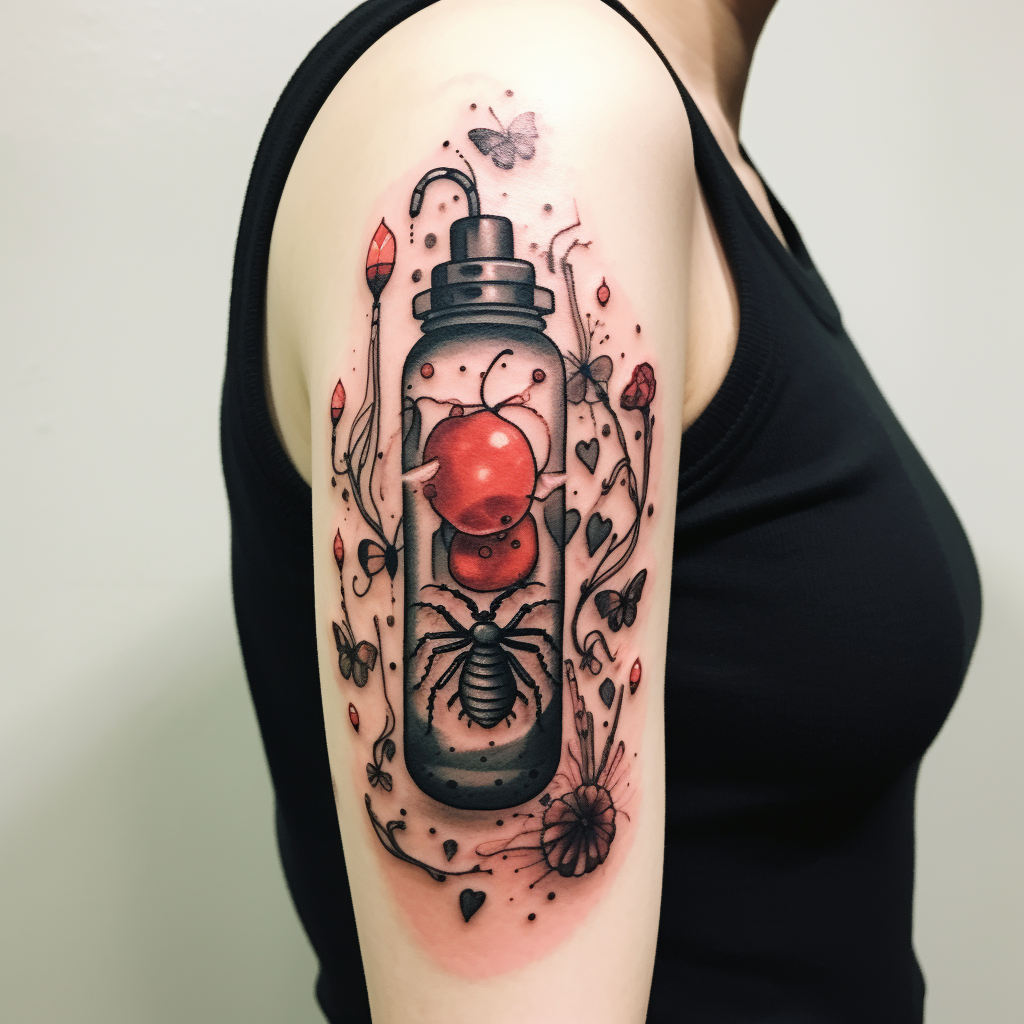 bug-tattoos,Heart in a Bottle