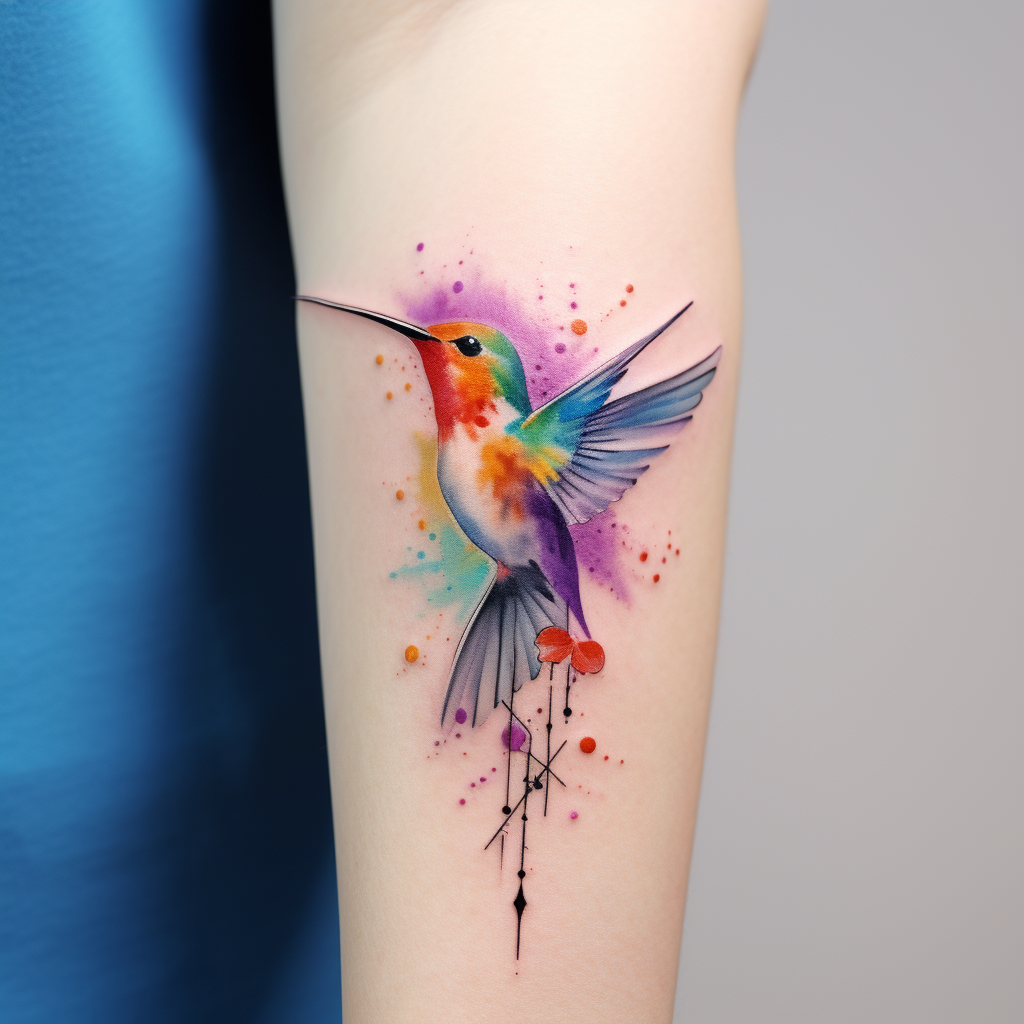 a tattoo,birds,Hummingbird Colorful Minimalism