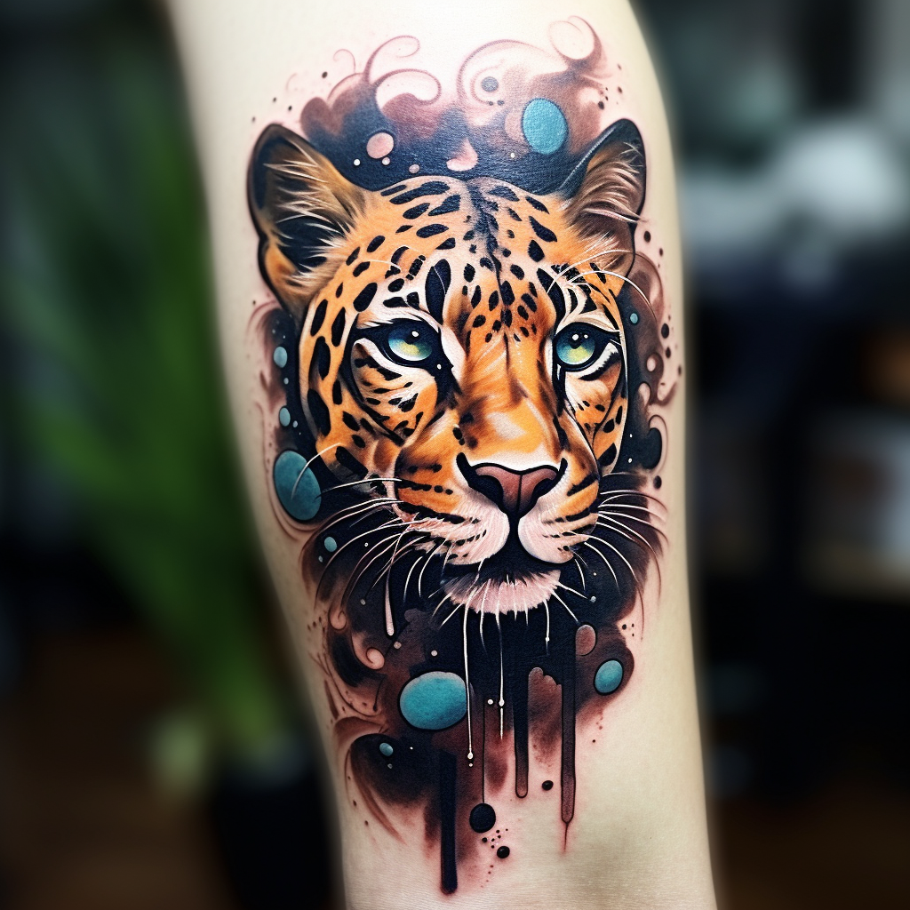 cat-tattoos,Pretty Leopard