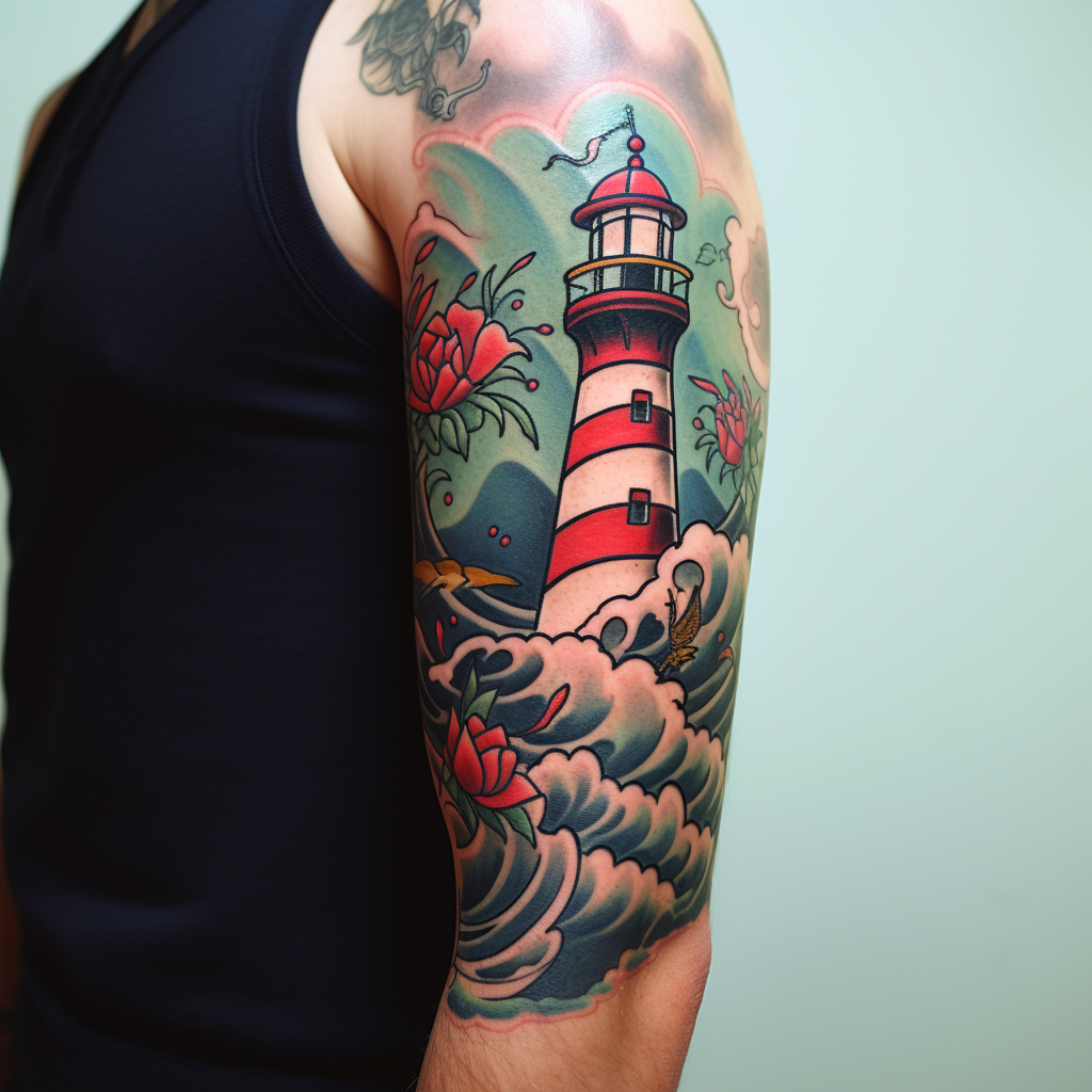 anchor-tattoos,Old School Lighthouse