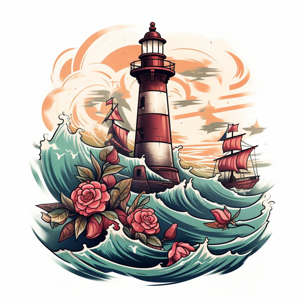 anchor-tattoos,Old School Lighthouse