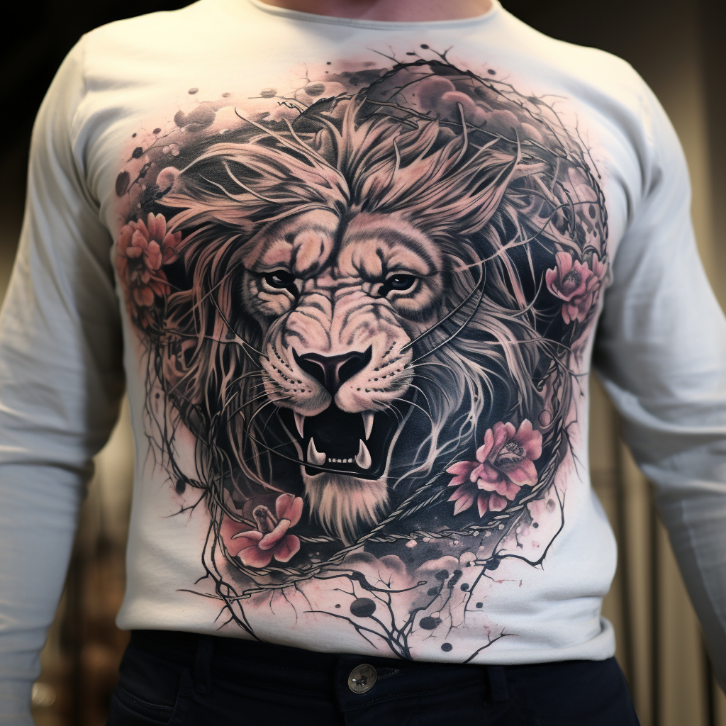 belly-tattoos,Lion Tattoo