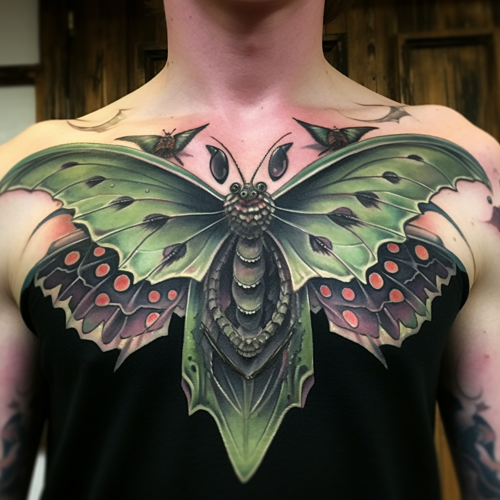 chest-tattoos,Luna Moth