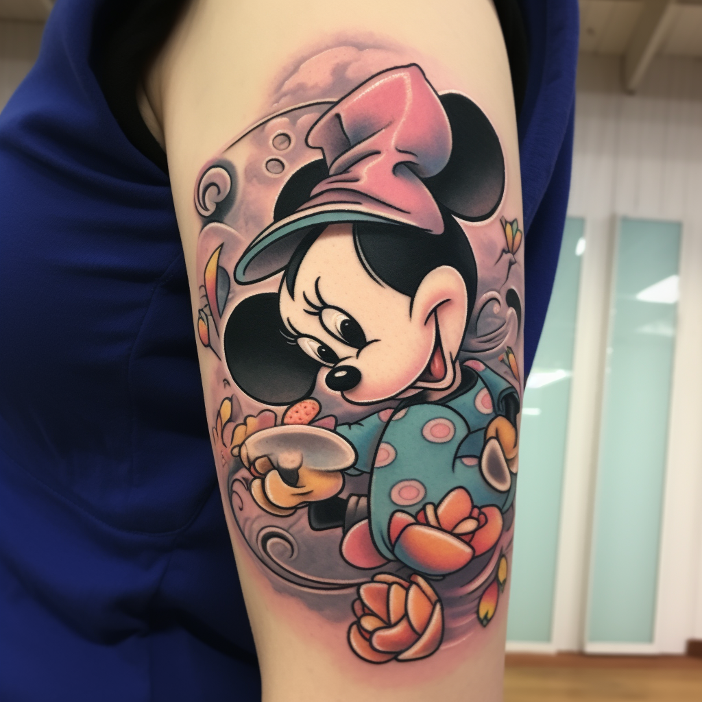 cartoon-tattoos,Mickey and Minnie Kiss