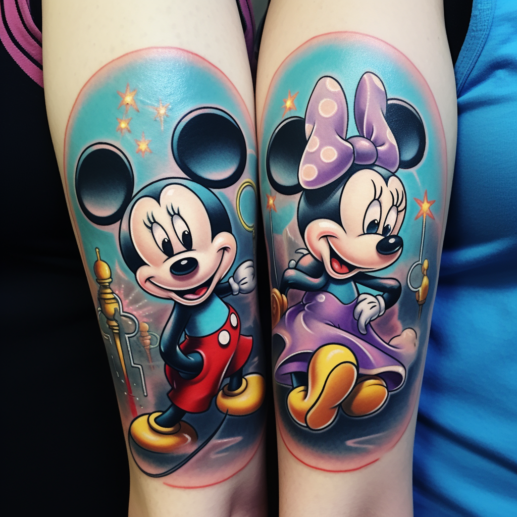 cartoon-tattoos,Mickey and Minnie Tattoo