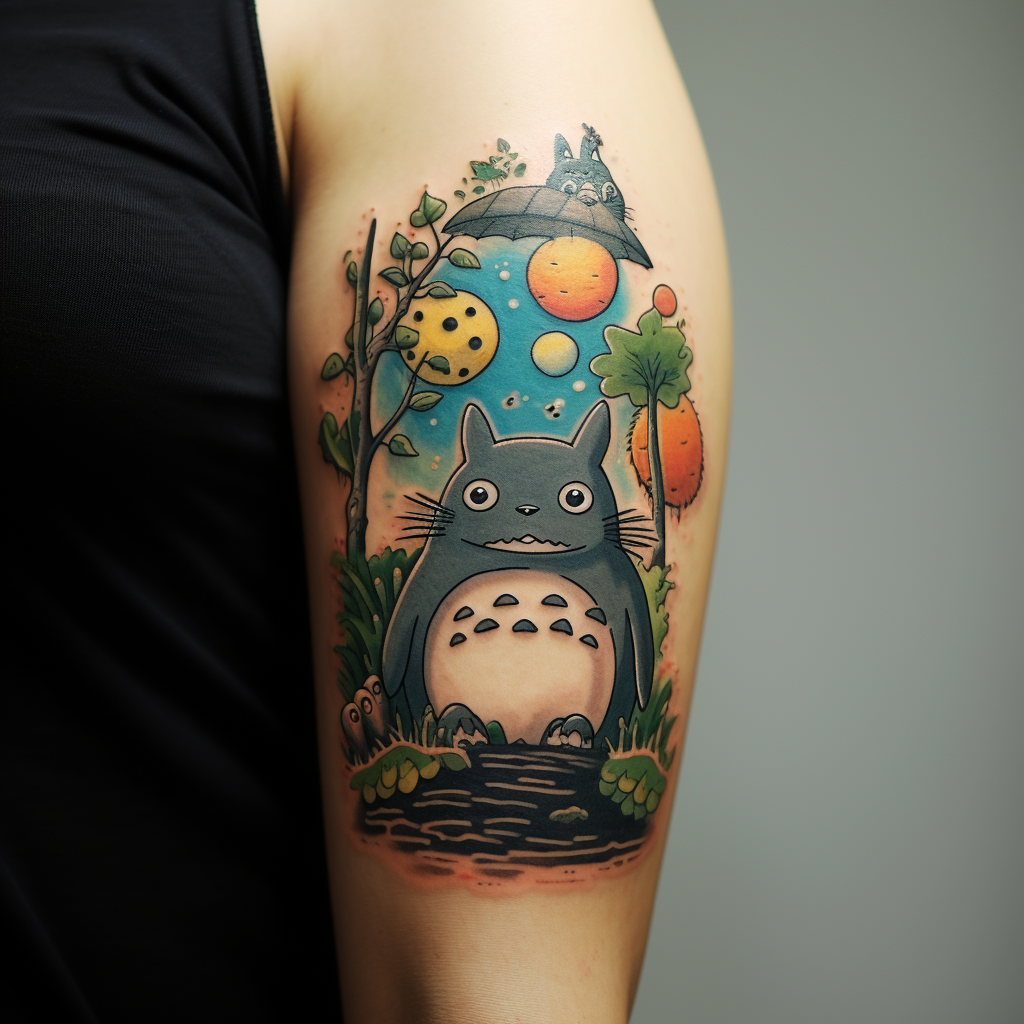 cartoon-tattoos,My Neighbour Totoro Arm Tattoo