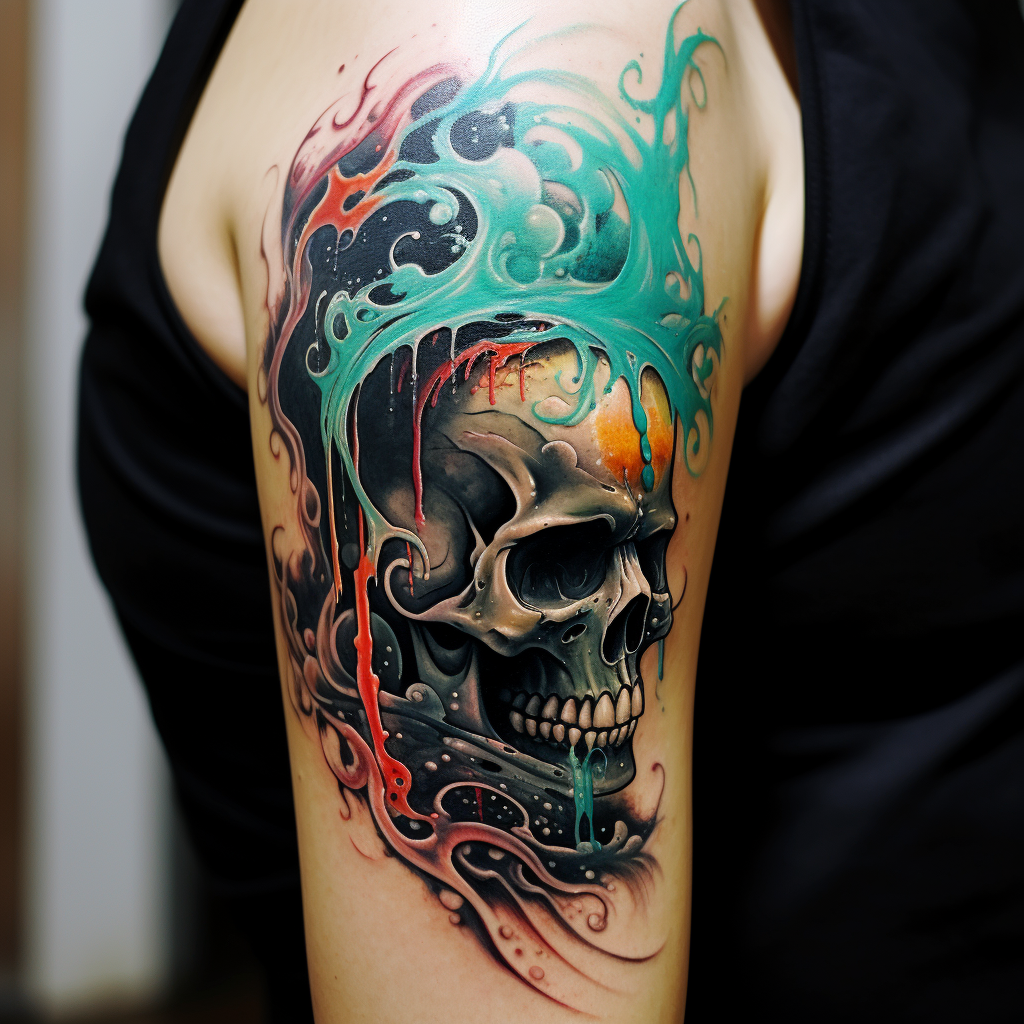 abstract-tattoos,Ocean Skull