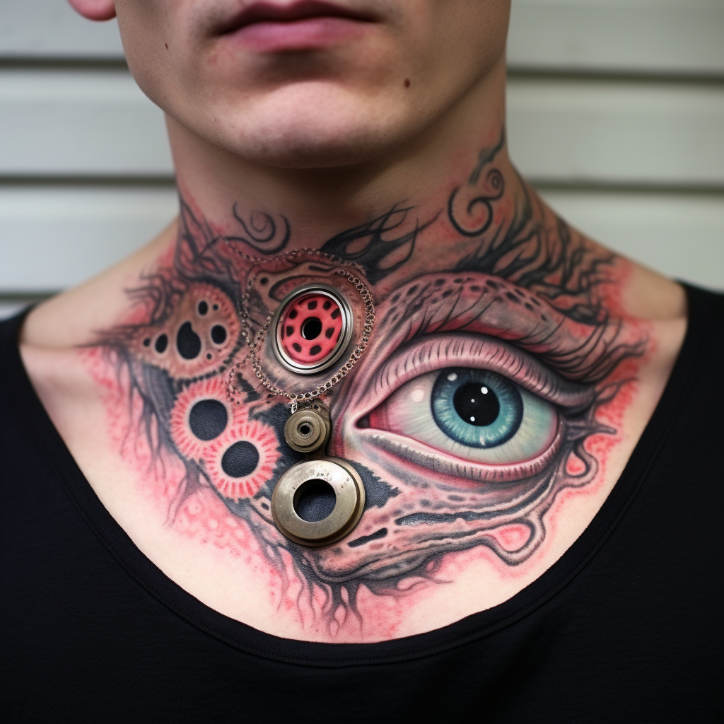 chest-tattoos,Octopus & Human Eye