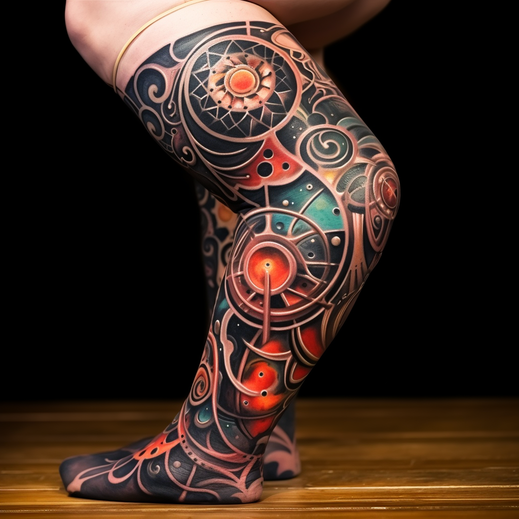 abstract-tattoos,Ornamental Hip & Leg Piece