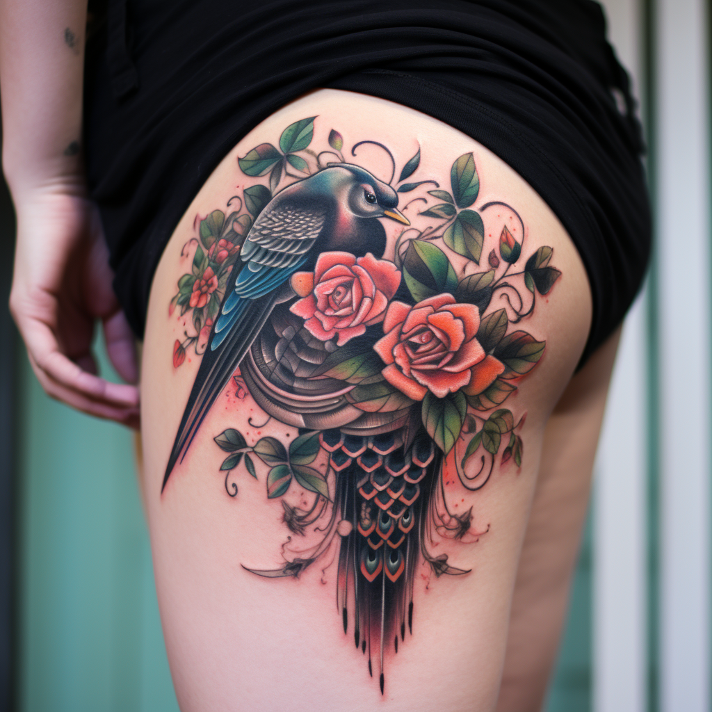 a tattoo,birds,Peacock Hip
