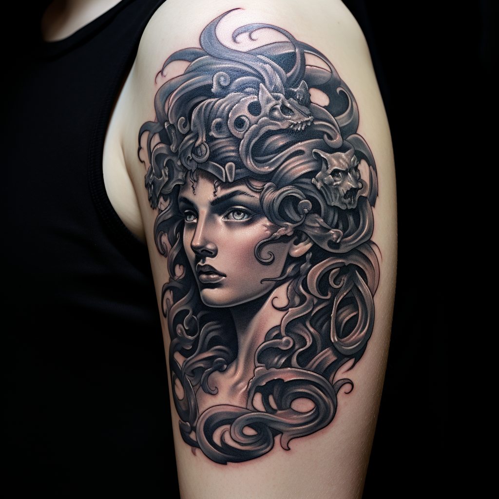 cartoon-tattoos,Perseus with the Head of Medusa Tattoo