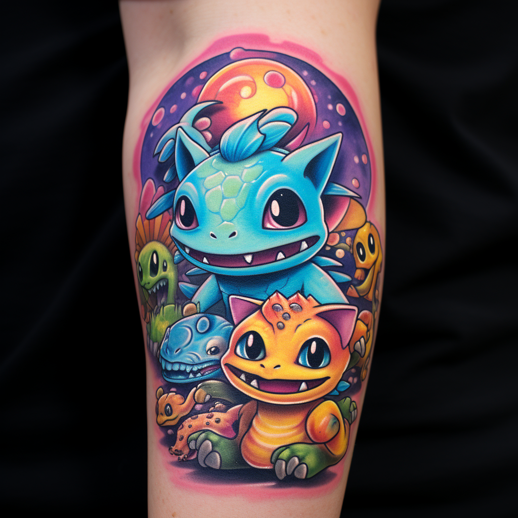 cartoon-tattoos,Pokemon Dragon Tattoo