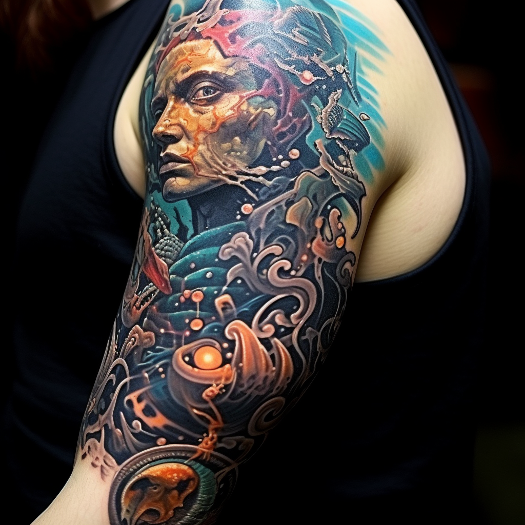 amazing-tattoos,Prometheus Bound and the Oceanids